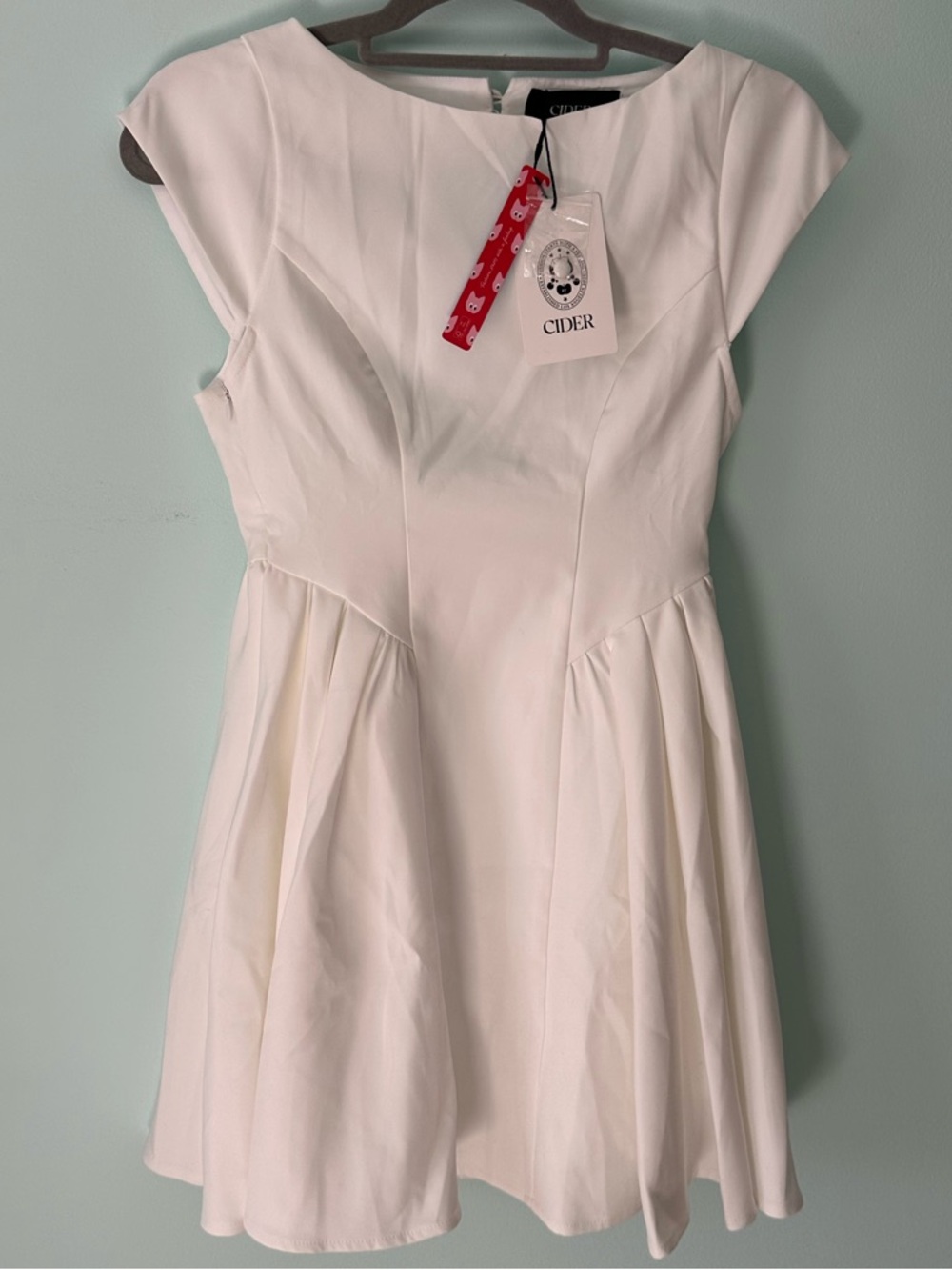 Cider White Cap-Sleeve Boat Neck Fit & Flare Dress